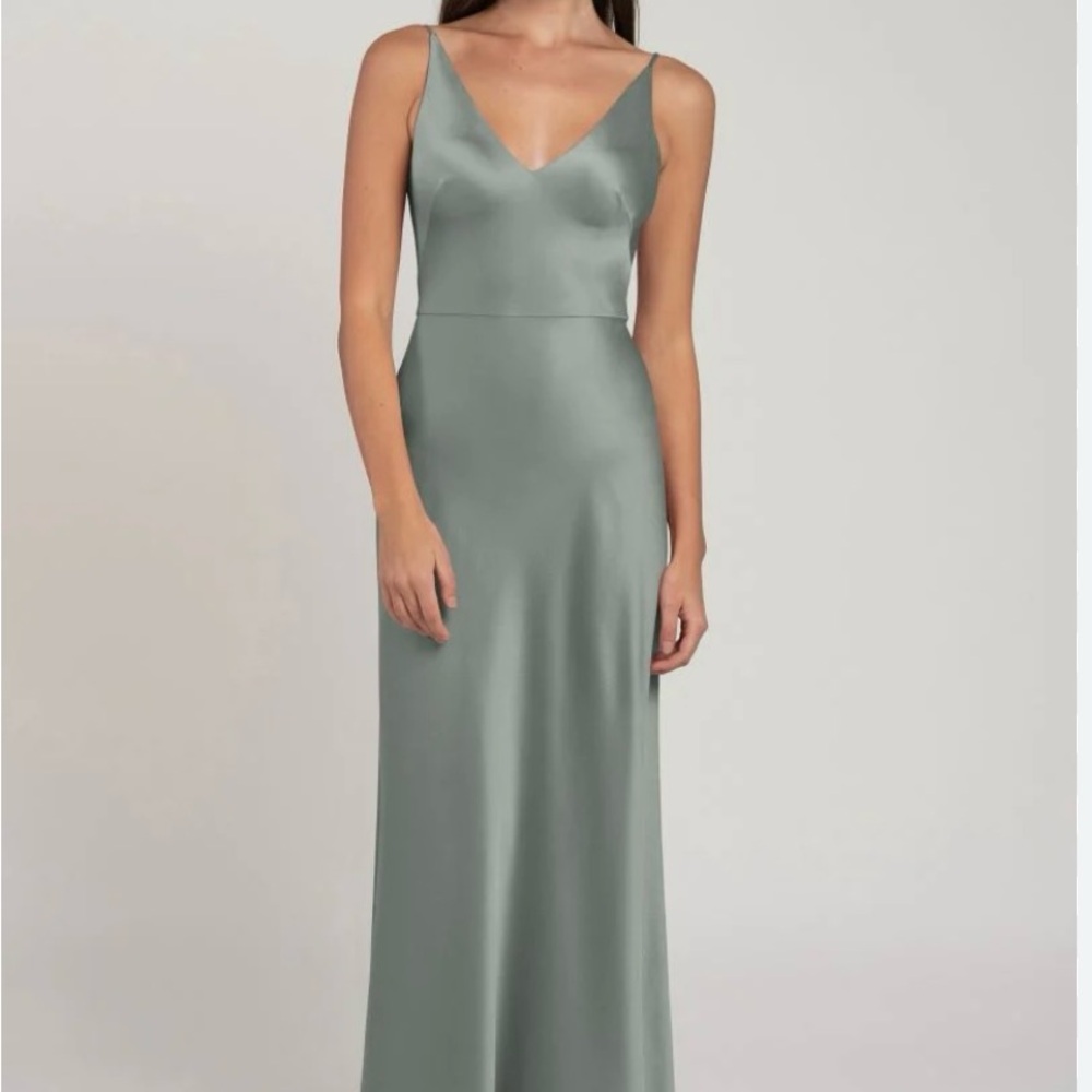 Jenny Yoo Marla Satin Dress in Moss Size 12